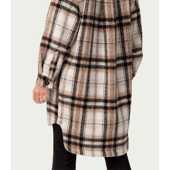 NEW URBAN DAIZY long checked shirt-jacket in black multi - Picture 2 of 3